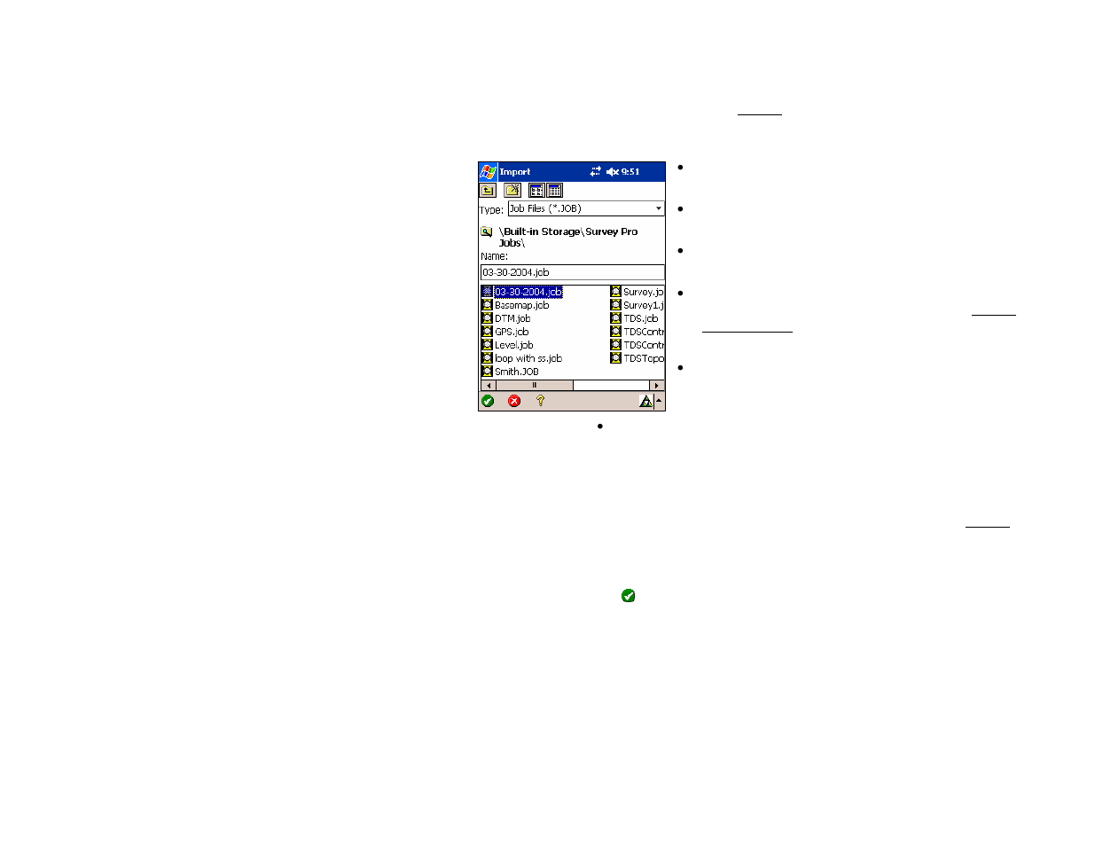 Import *.job coordinates | Spectra Precision Survey Pro v4.5 Recon and Nomad Reference Manual User Manual | Page 25 / 469