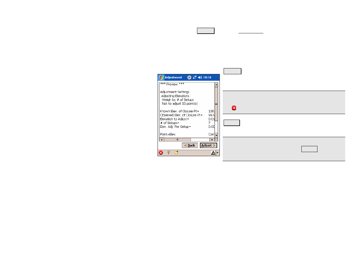 Adjustment – preview screen | Spectra Precision Survey Pro v4.5 Recon and Nomad Reference Manual User Manual | Page 275 / 469