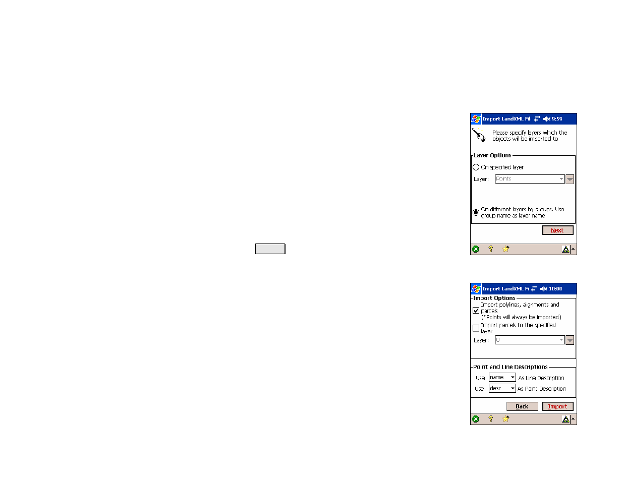 Import landxml coordinates | Spectra Precision Survey Pro v4.5 Recon and Nomad Reference Manual User Manual | Page 28 / 469