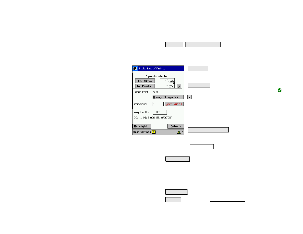 Stake list of points screen | Spectra Precision Survey Pro v4.5 Recon and Nomad Reference Manual User Manual | Page 283 / 469