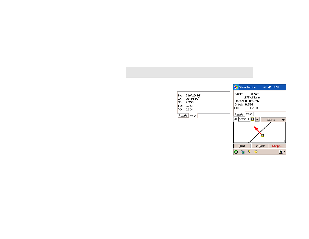 Stake to line – screen two | Spectra Precision Survey Pro v4.5 Recon and Nomad Reference Manual User Manual | Page 286 / 469