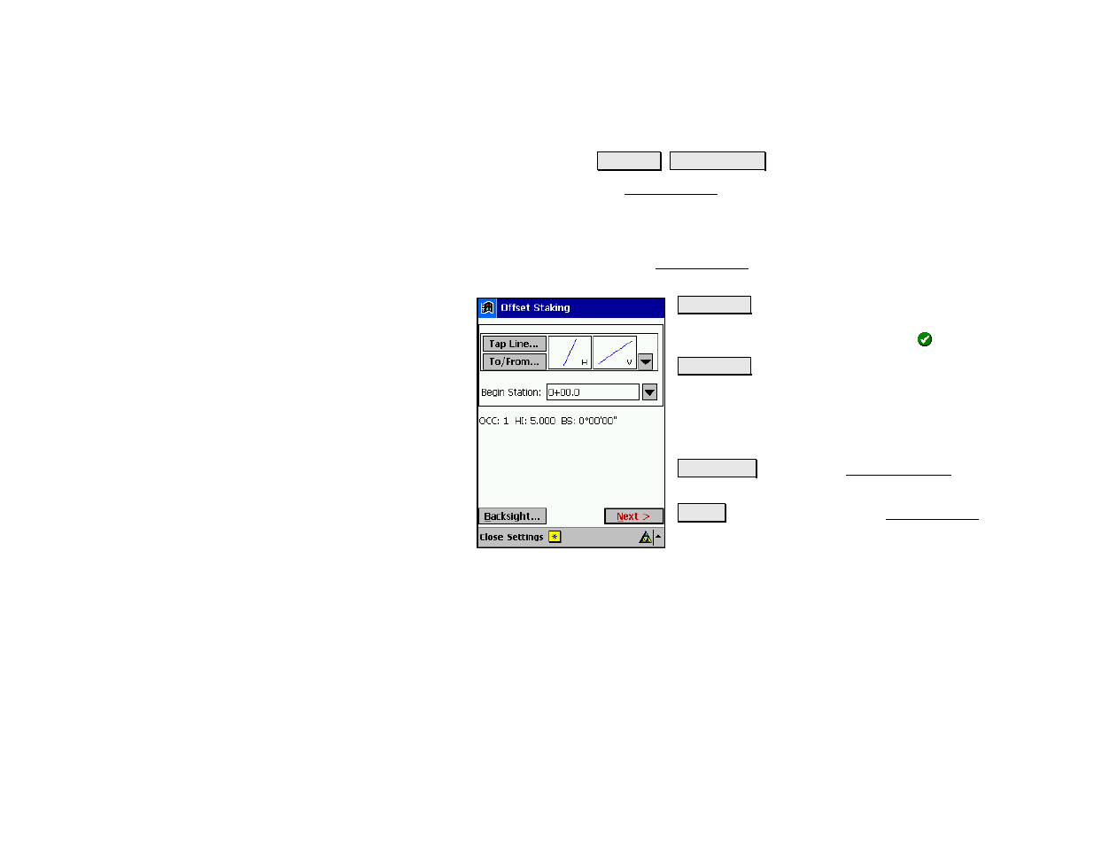 Offset staking | Spectra Precision Survey Pro v4.5 Recon and Nomad Reference Manual User Manual | Page 289 / 469