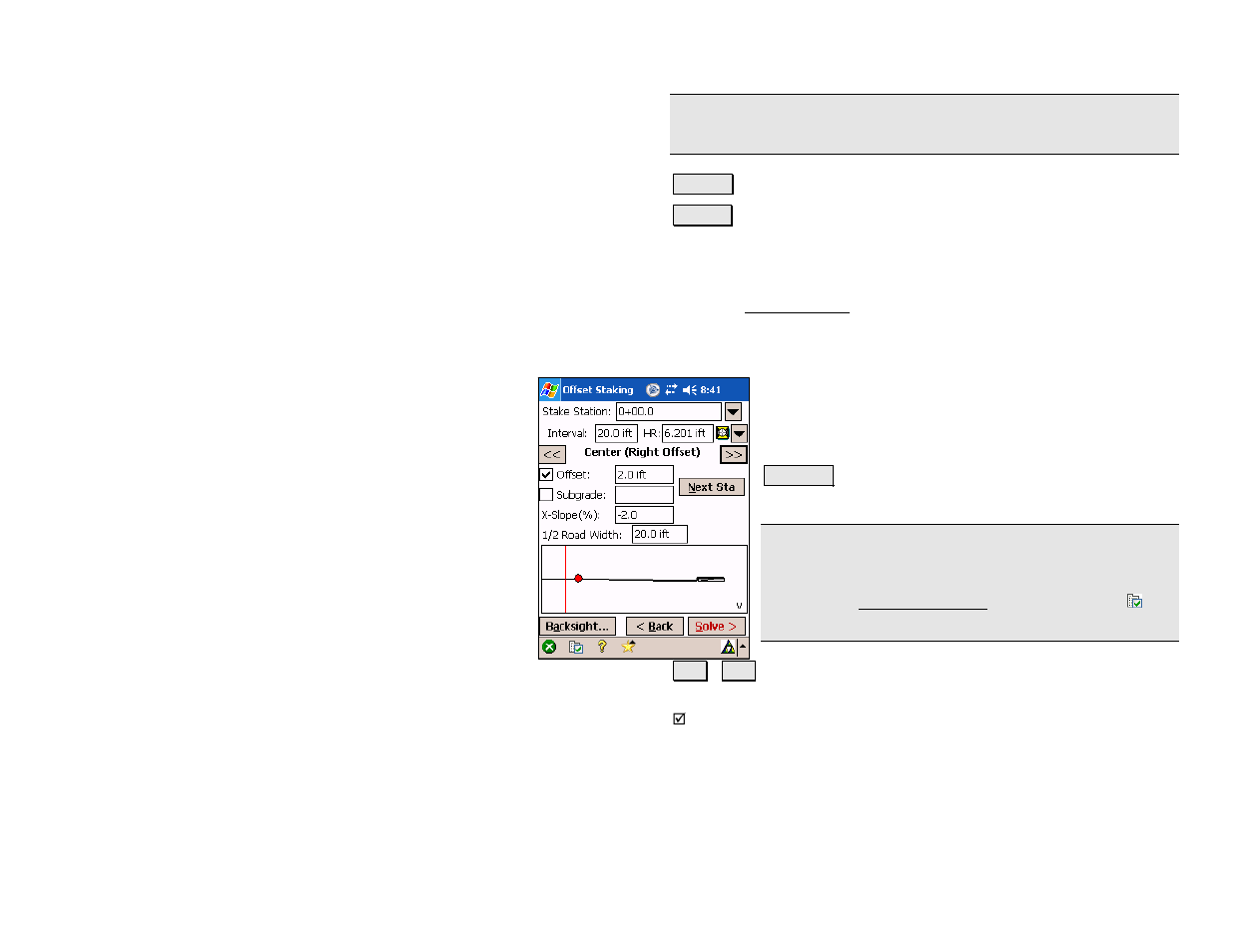 Offset staking – screen three | Spectra Precision Survey Pro v4.5 Recon and Nomad Reference Manual User Manual | Page 291 / 469