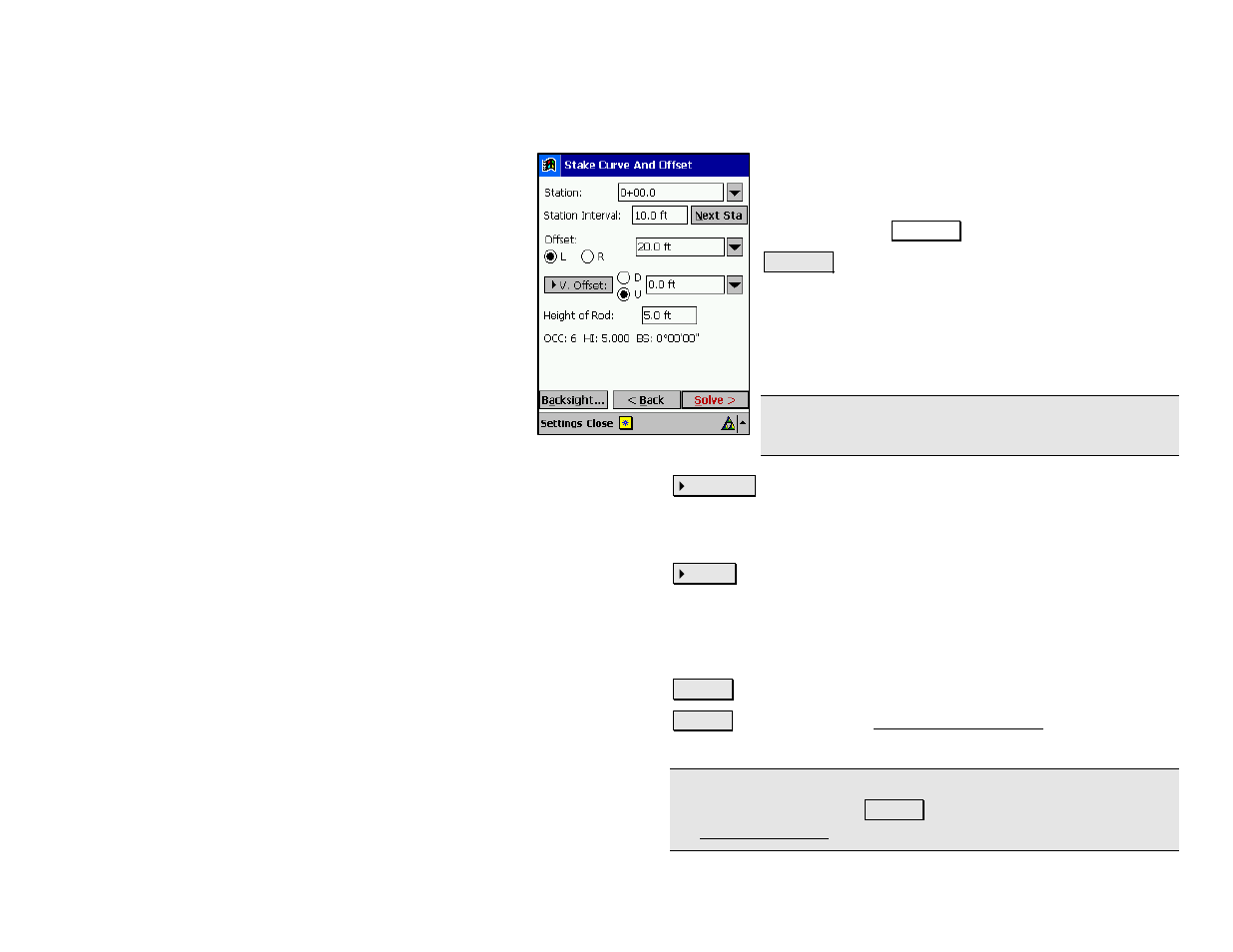 Curve and offset – screen two | Spectra Precision Survey Pro v4.5 Recon and Nomad Reference Manual User Manual | Page 311 / 469