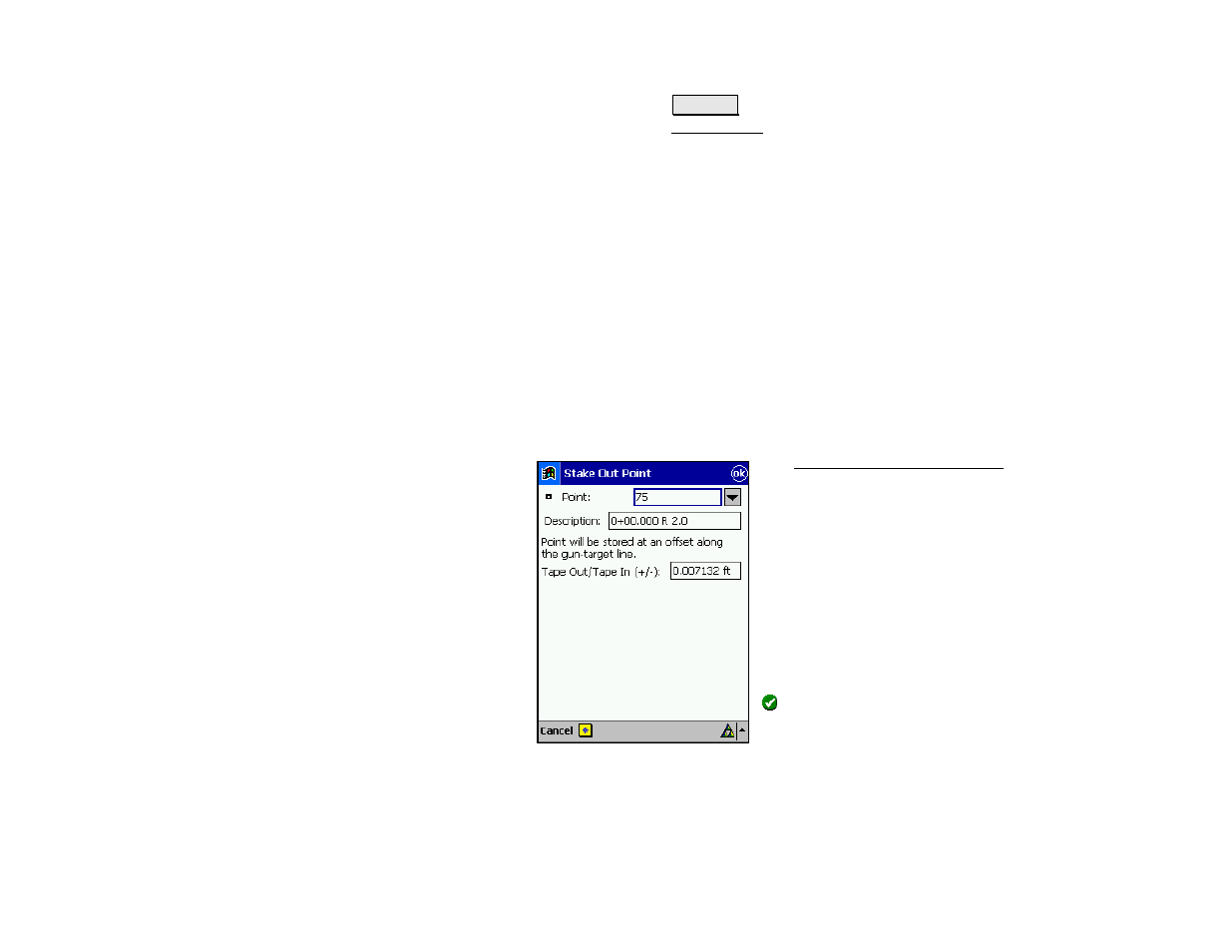 Screen summary, Stake out point (store/tape) screen | Spectra Precision Survey Pro v4.5 Recon and Nomad Reference Manual User Manual | Page 313 / 469