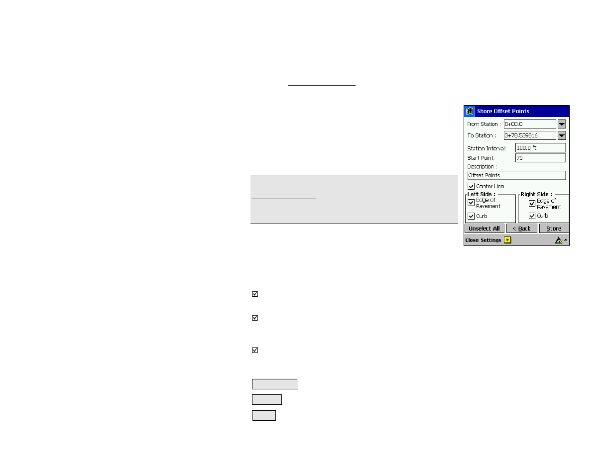 Store offset points – screen three | Spectra Precision Survey Pro v4.5 Recon and Nomad Reference Manual User Manual | Page 322 / 469