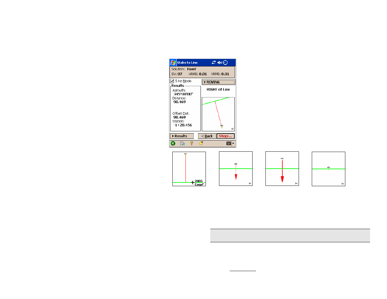 Stake to line – screen two | Spectra Precision Survey Pro v4.5 Recon and Nomad Reference Manual User Manual | Page 341 / 469