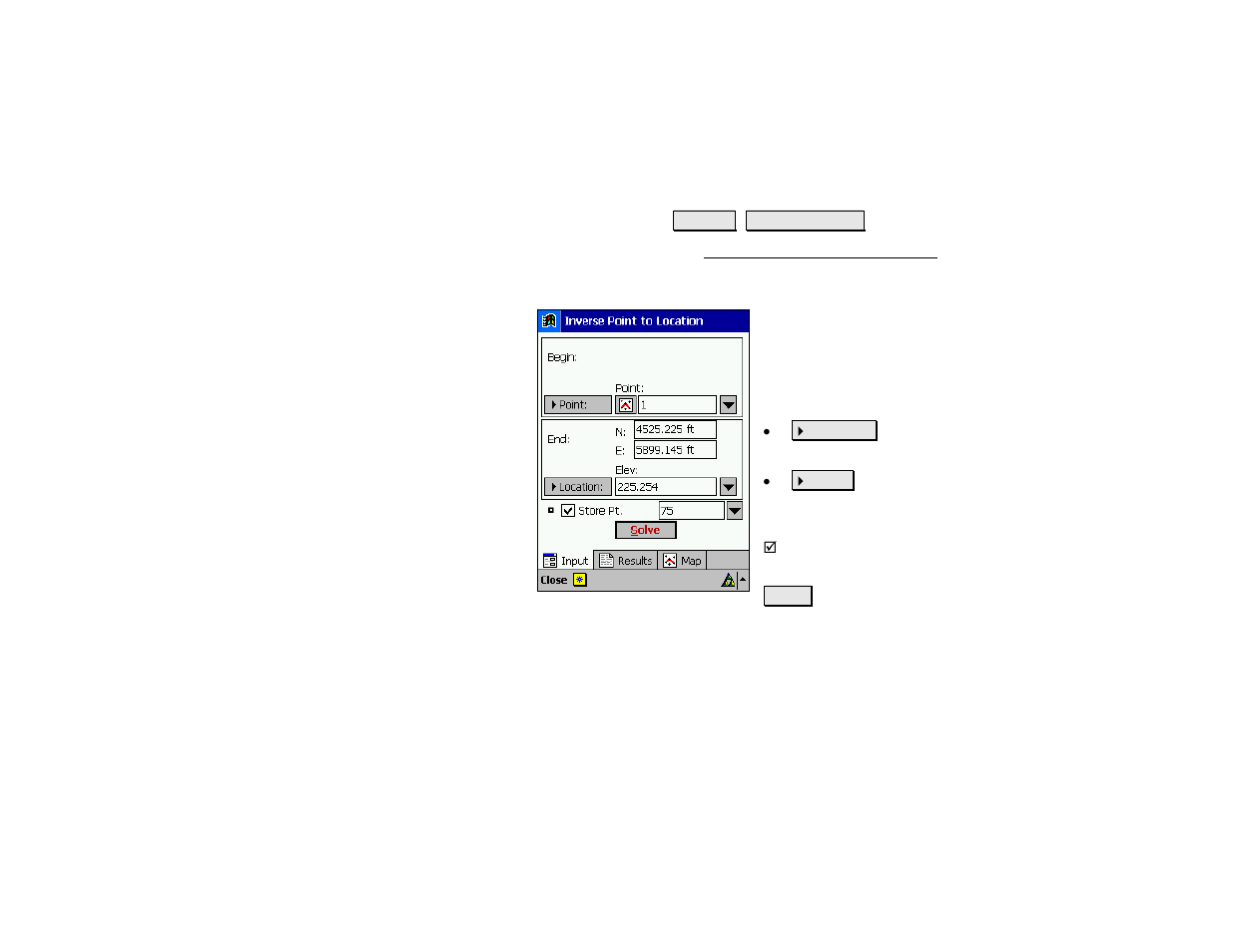 Inverse point to location / point | Spectra Precision Survey Pro v4.5 Recon and Nomad Reference Manual User Manual | Page 357 / 469