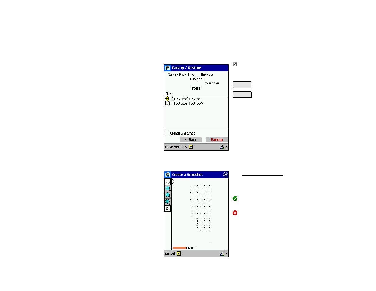 Backup / restore – backup, Backup / restore - create a snapshot | Spectra Precision Survey Pro v4.5 Recon and Nomad Reference Manual User Manual | Page 37 / 469