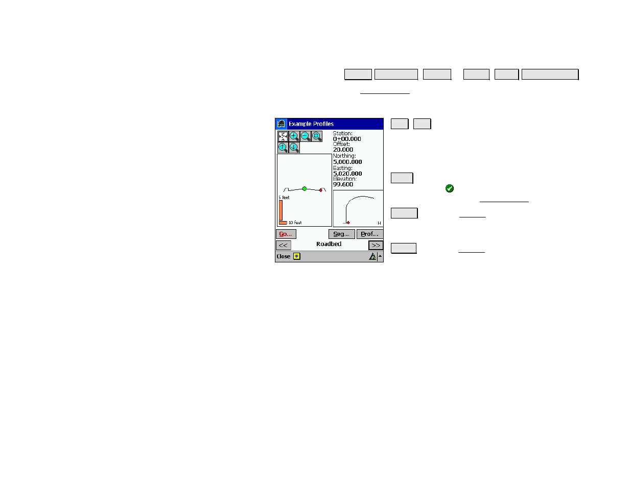 Road profiles screen | Spectra Precision Survey Pro v4.5 Recon and Nomad Reference Manual User Manual | Page 409 / 469