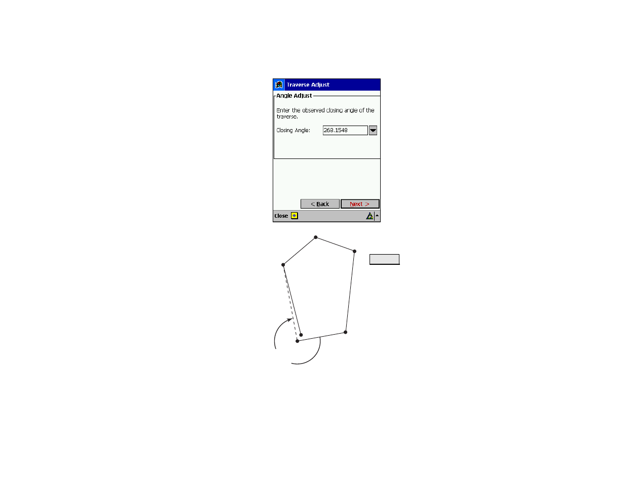 Traverse adjust – angle adjustment | Spectra Precision Survey Pro v4.5 Recon and Nomad Reference Manual User Manual | Page 437 / 469