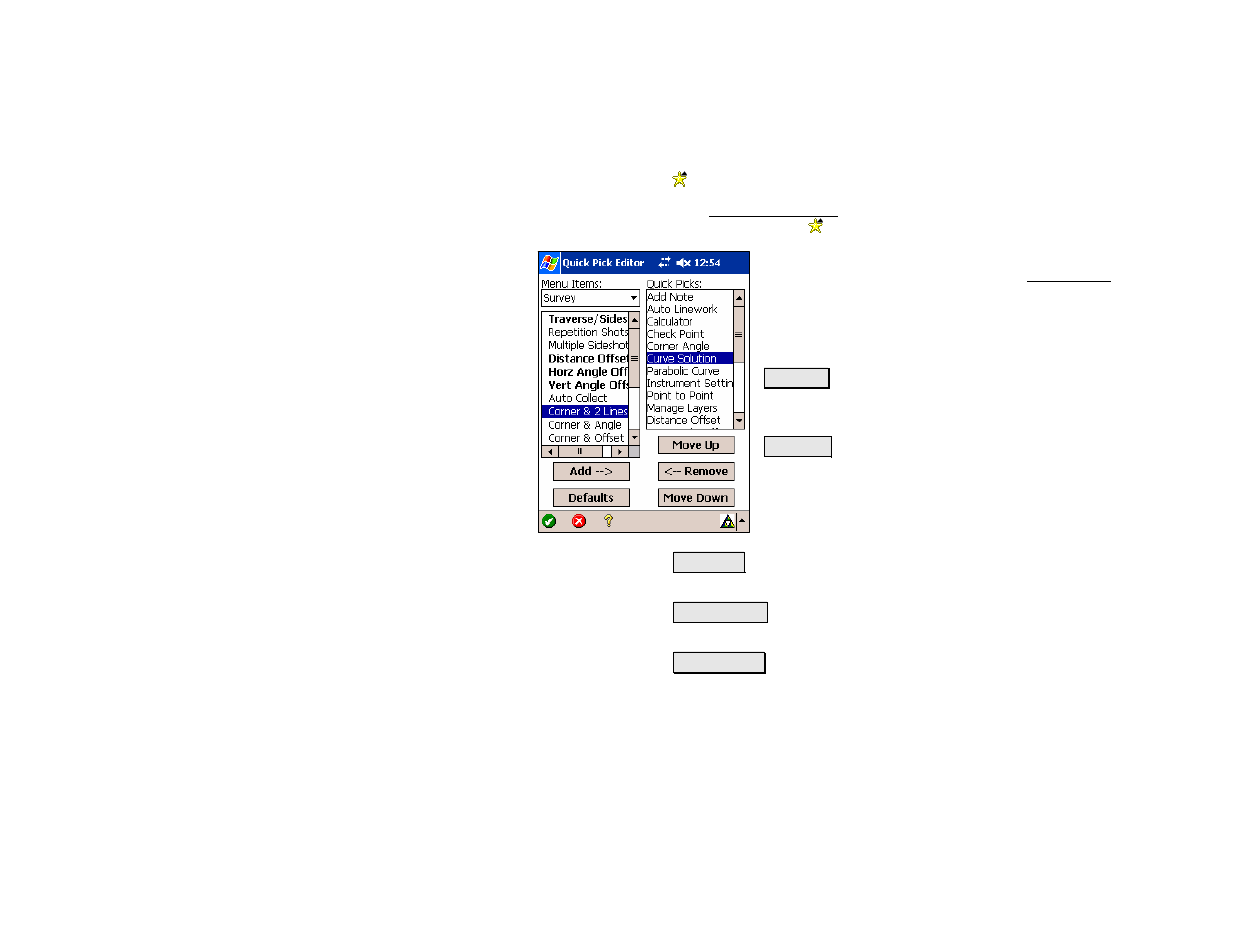 Quick pick editor | Spectra Precision Survey Pro v4.5 Recon and Nomad Reference Manual User Manual | Page 445 / 469