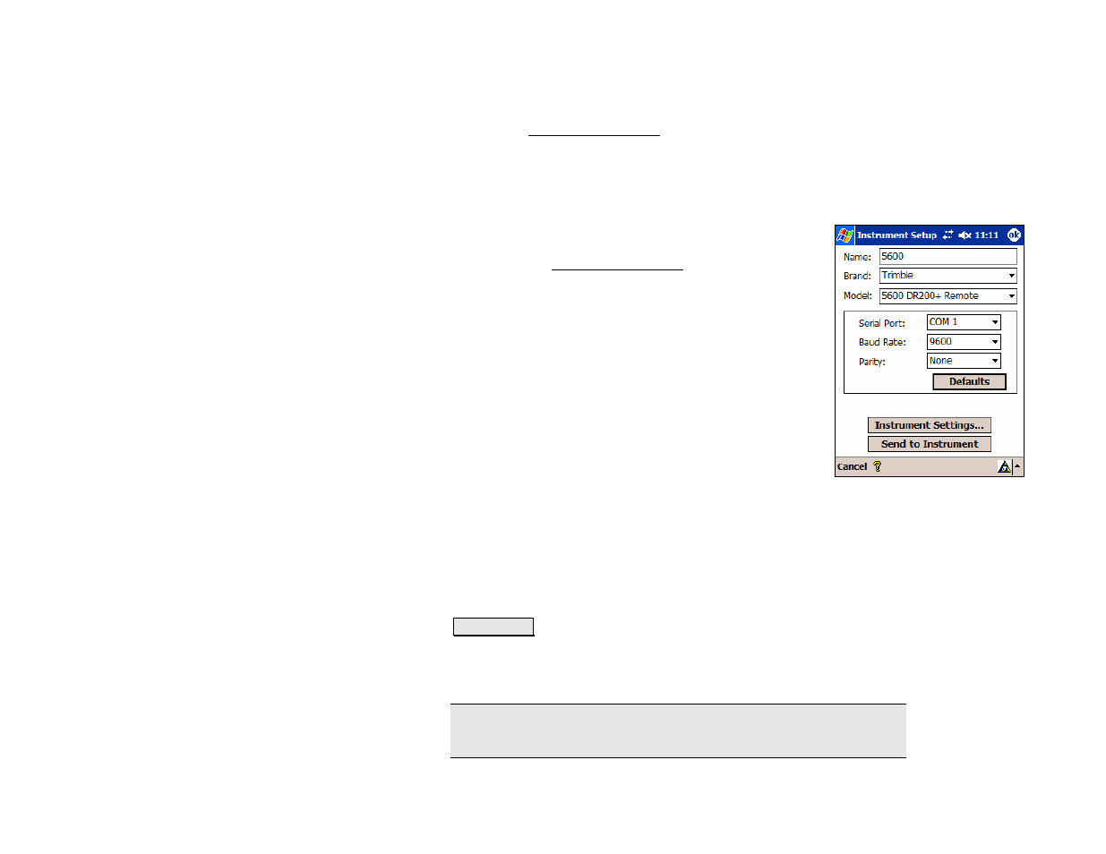 Instrument settings – screen two | Spectra Precision Survey Pro v4.5 Recon and Nomad Reference Manual User Manual | Page 46 / 469