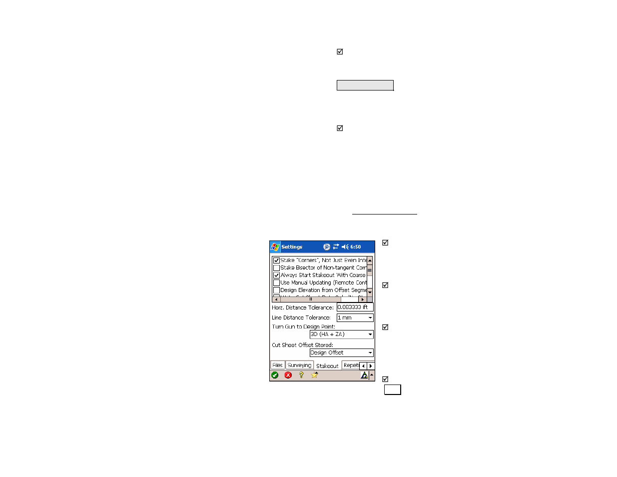 Stakeout settings | Spectra Precision Survey Pro v4.5 Recon and Nomad Reference Manual User Manual | Page 53 / 469