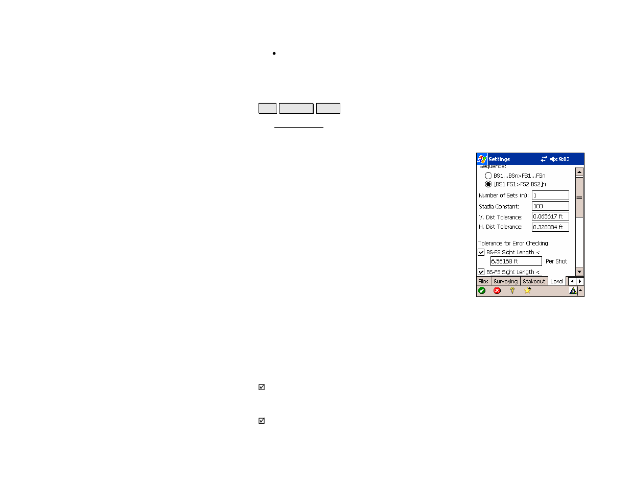 Level settings | Spectra Precision Survey Pro v4.5 Recon and Nomad Reference Manual User Manual | Page 56 / 469