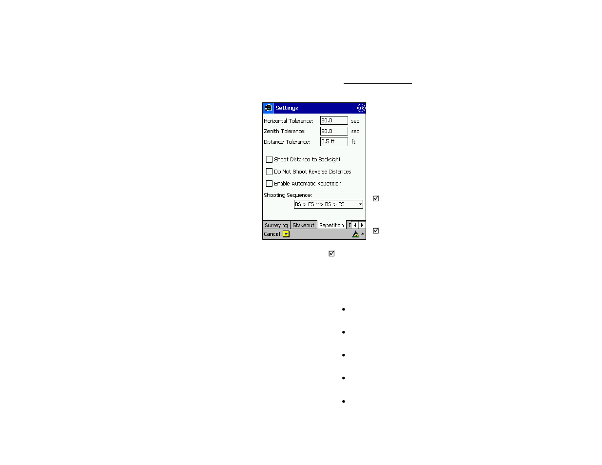 Repetition settings | Spectra Precision Survey Pro v4.5 Recon and Nomad Reference Manual User Manual | Page 59 / 469