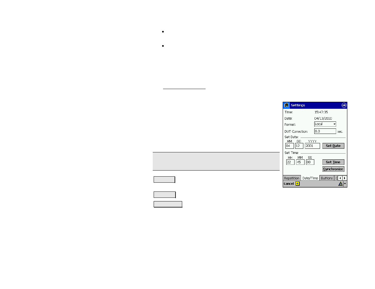 Date/time settings | Spectra Precision Survey Pro v4.5 Recon and Nomad Reference Manual User Manual | Page 60 / 469