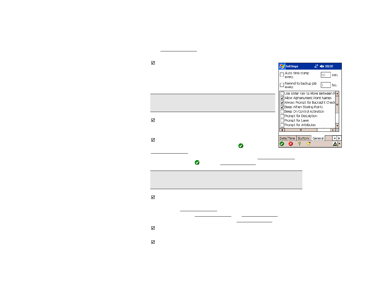 General settings | Spectra Precision Survey Pro v4.5 Recon and Nomad Reference Manual User Manual | Page 62 / 469