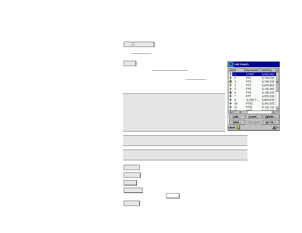 Edit points | Spectra Precision Survey Pro v4.5 Recon and Nomad Reference Manual User Manual | Page 64 / 469