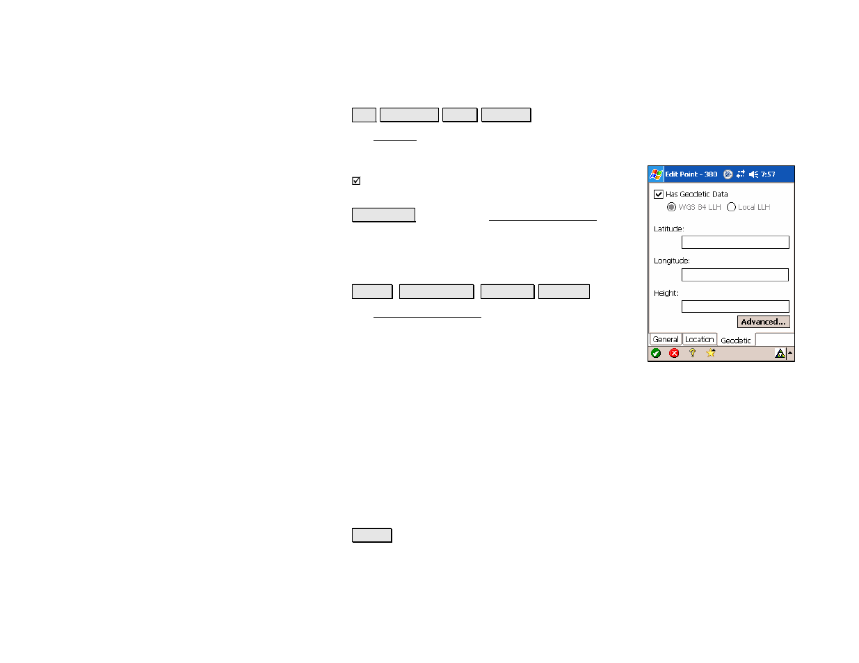 Edit point – geodetic, Edit gps point flags screen | Spectra Precision Survey Pro v4.5 Recon and Nomad Reference Manual User Manual | Page 68 / 469