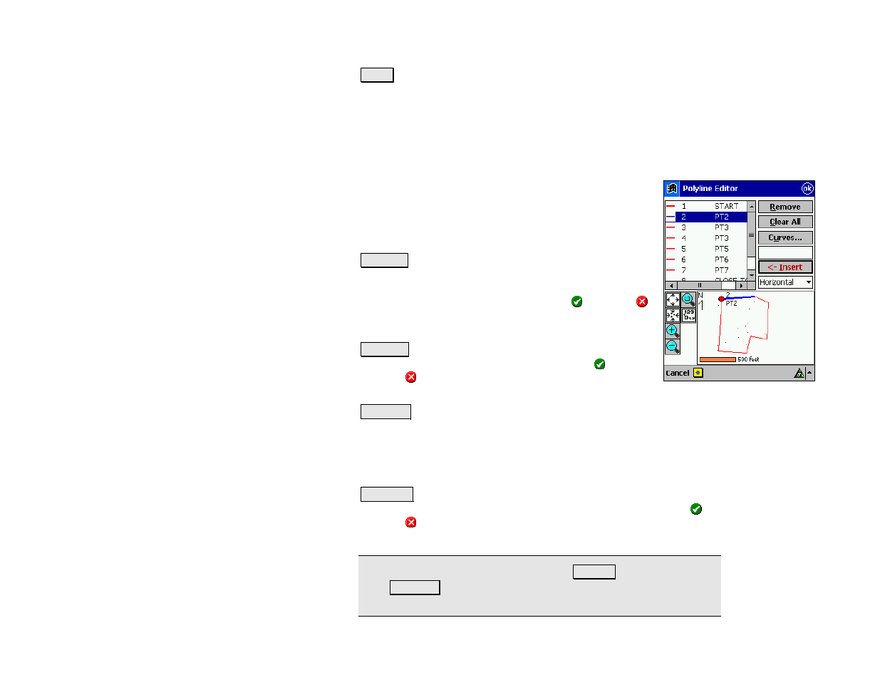 Screen three – polyline editor | Spectra Precision Survey Pro v4.5 Recon and Nomad Reference Manual User Manual | Page 70 / 469