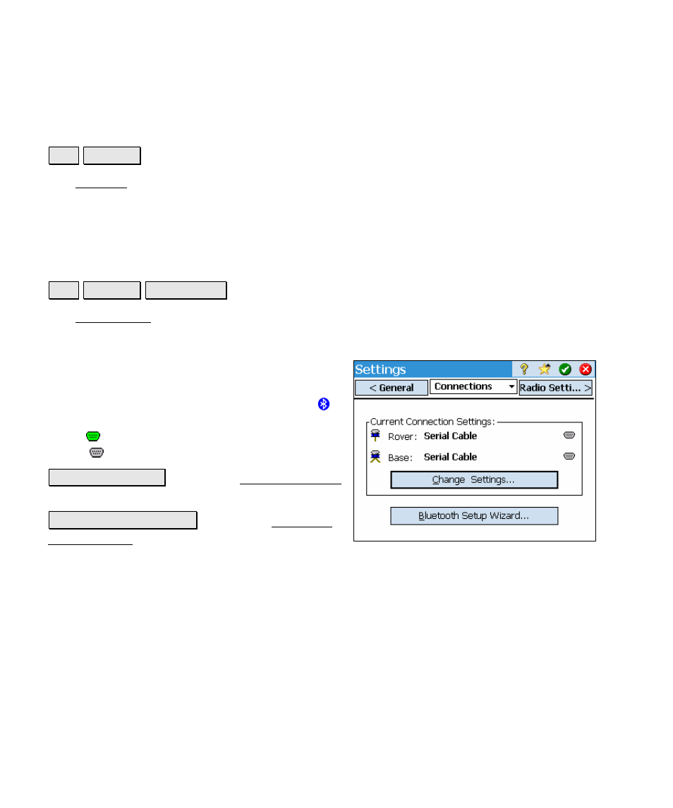 Settings, Connections | Spectra Precision Survey Pro v4.5 Ranger Reference Manual User Manual | Page 118 / 475