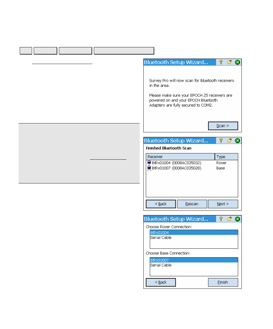 Radio settings, Bluetooth setup wizard | Spectra Precision Survey Pro v4.5 Ranger Reference Manual User Manual | Page 120 / 475