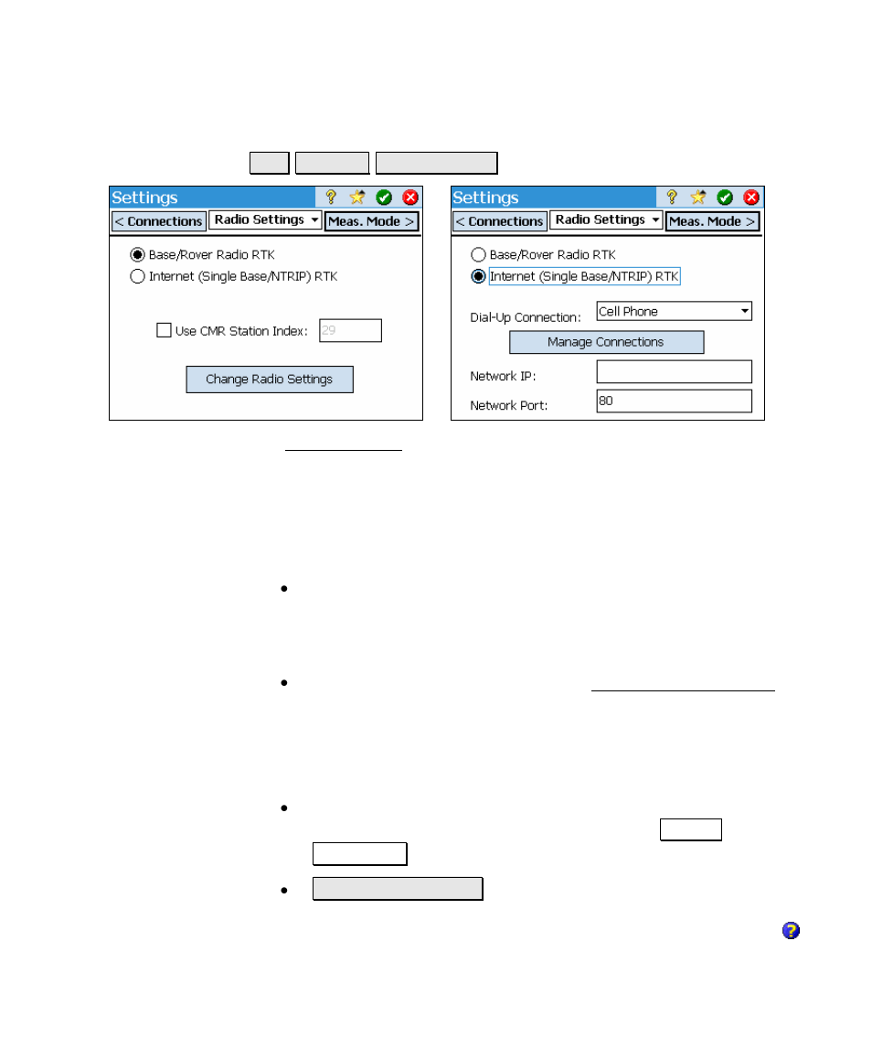 Radio settings | Spectra Precision Survey Pro v4.5 Ranger Reference Manual User Manual | Page 121 / 475