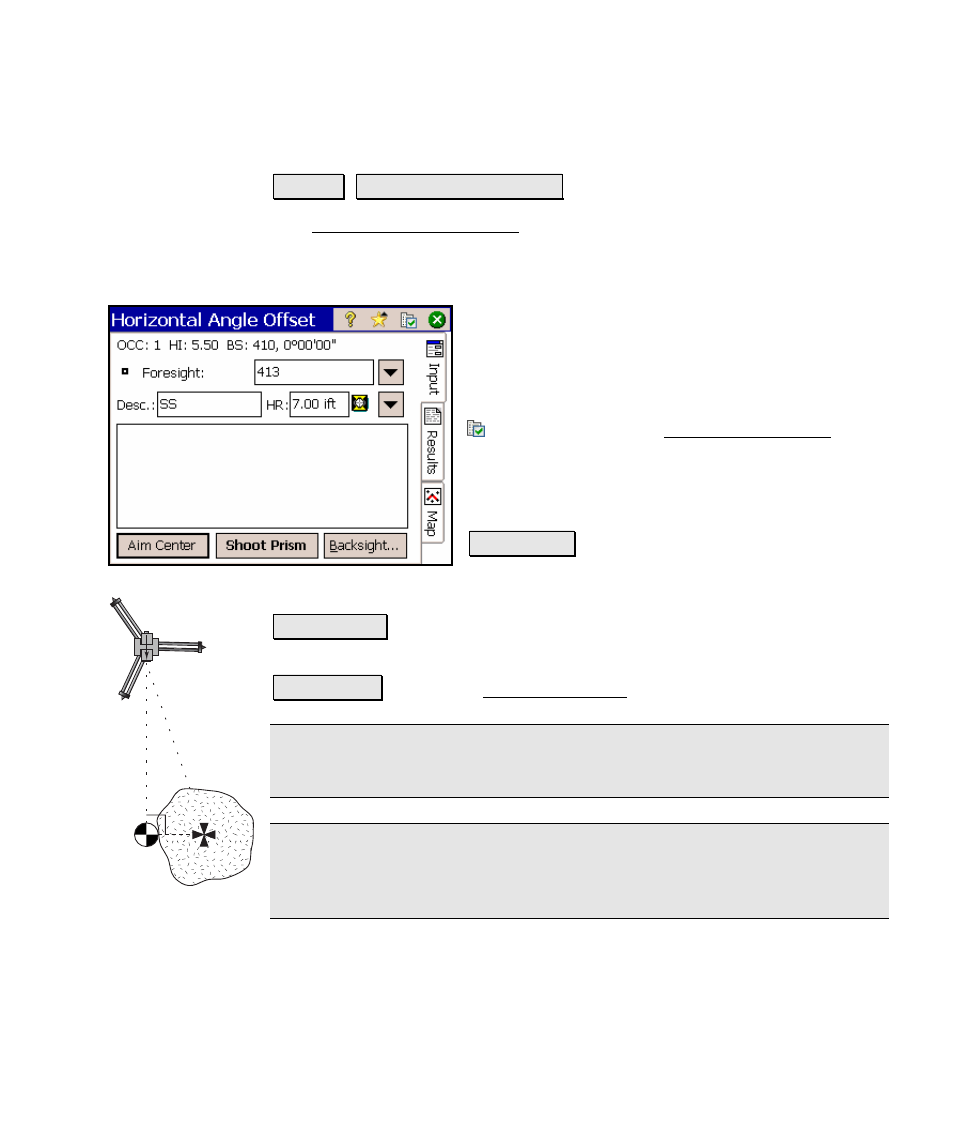 Horizontal angle offset | Spectra Precision Survey Pro v4.5 Ranger Reference Manual User Manual | Page 143 / 475