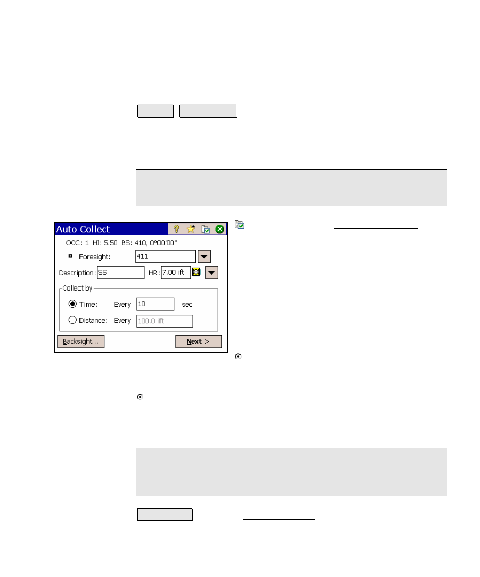 Auto collect | Spectra Precision Survey Pro v4.5 Ranger Reference Manual User Manual | Page 145 / 475