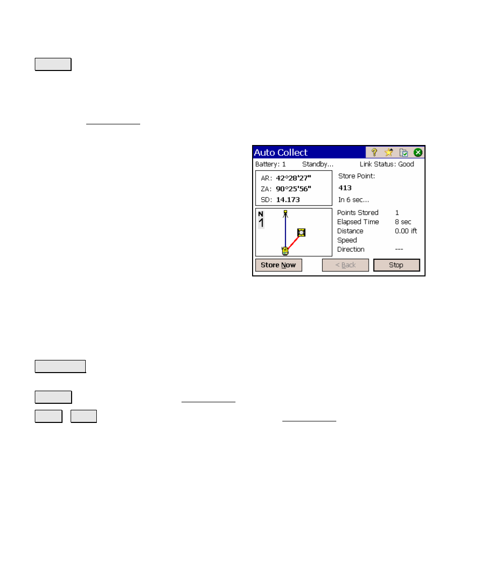 Auto collect – screen two | Spectra Precision Survey Pro v4.5 Ranger Reference Manual User Manual | Page 146 / 475