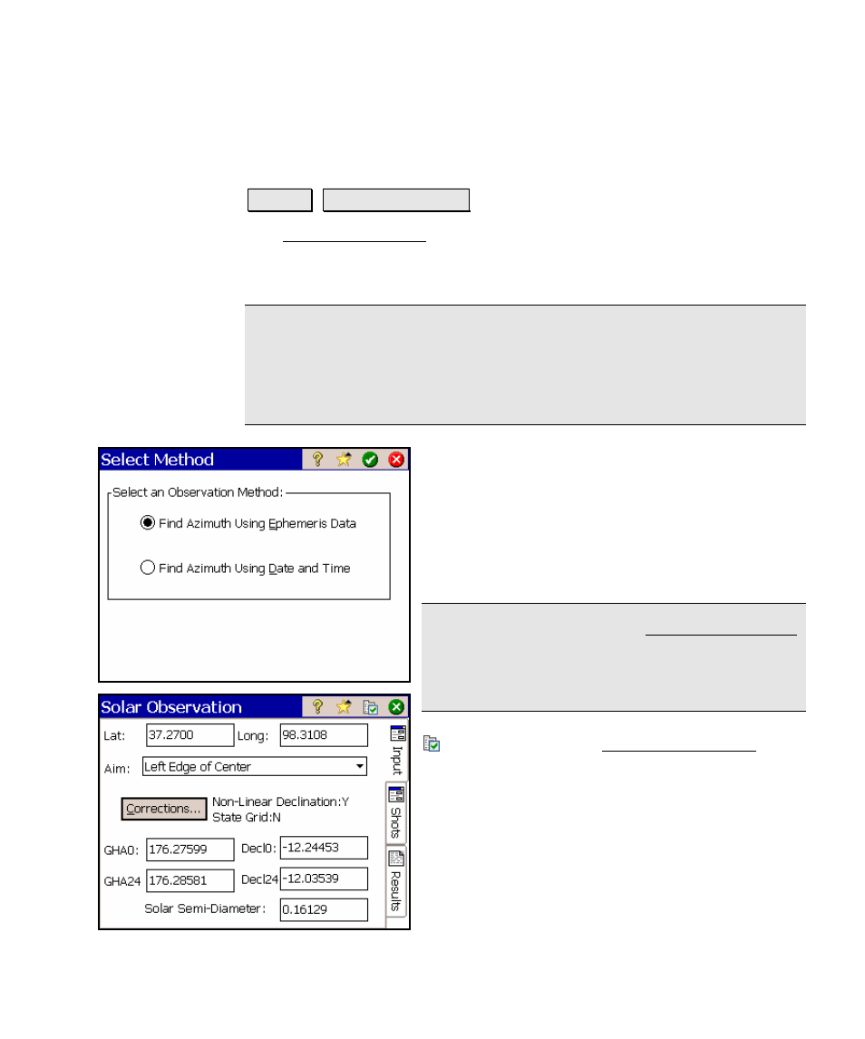 Solar observation, Vertical angle offset, Warning | Spectra Precision Survey Pro v4.5 Ranger Reference Manual User Manual | Page 165 / 475