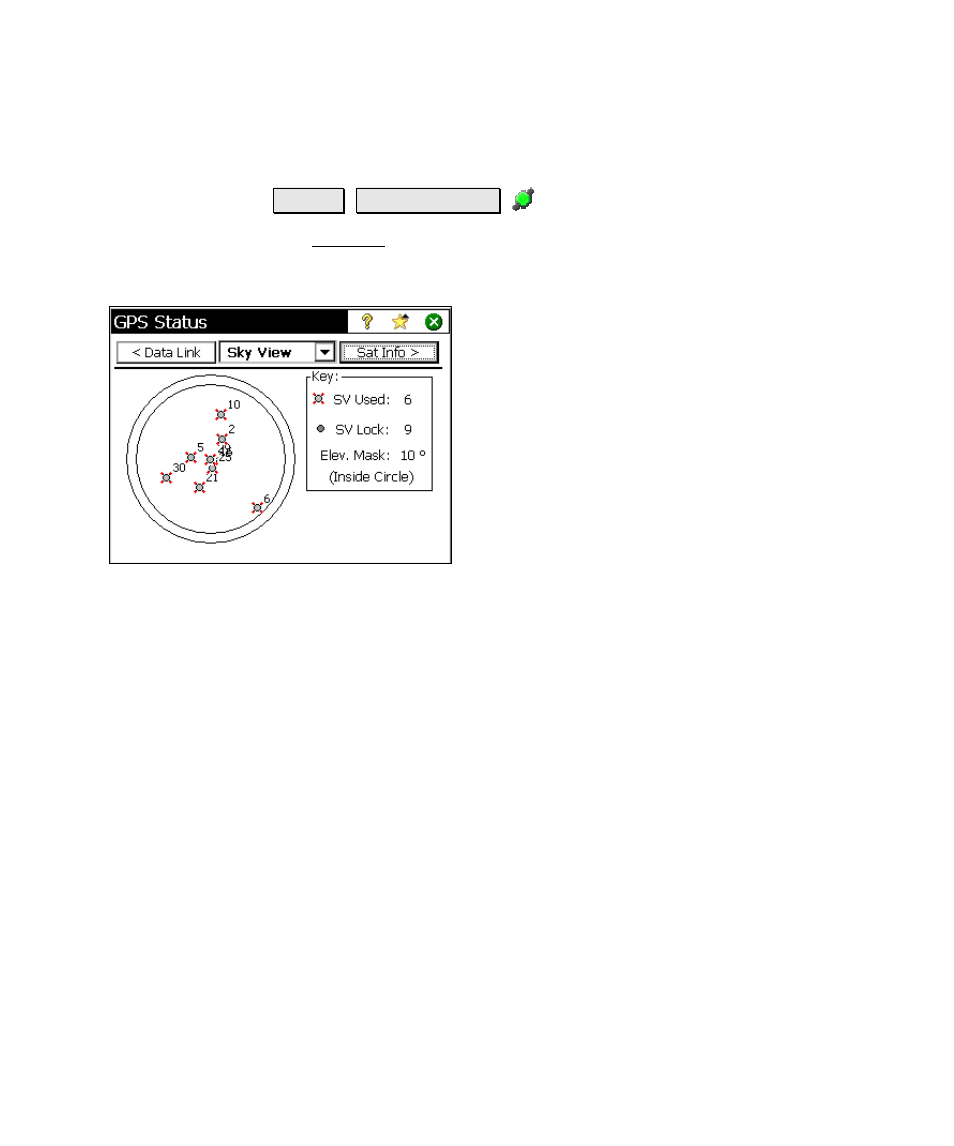 Sky plot (available only when using geolock), Sky plot | Spectra Precision Survey Pro v4.5 Ranger Reference Manual User Manual | Page 177 / 475
