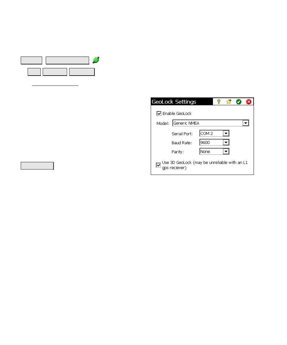 Geolock settings | Spectra Precision Survey Pro v4.5 Ranger Reference Manual User Manual | Page 178 / 475