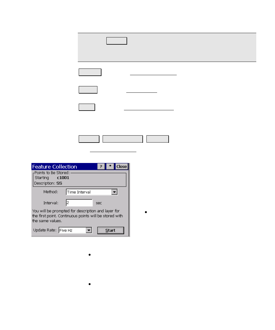 Feature collection screen | Spectra Precision Survey Pro v4.5 Ranger Reference Manual User Manual | Page 199 / 475