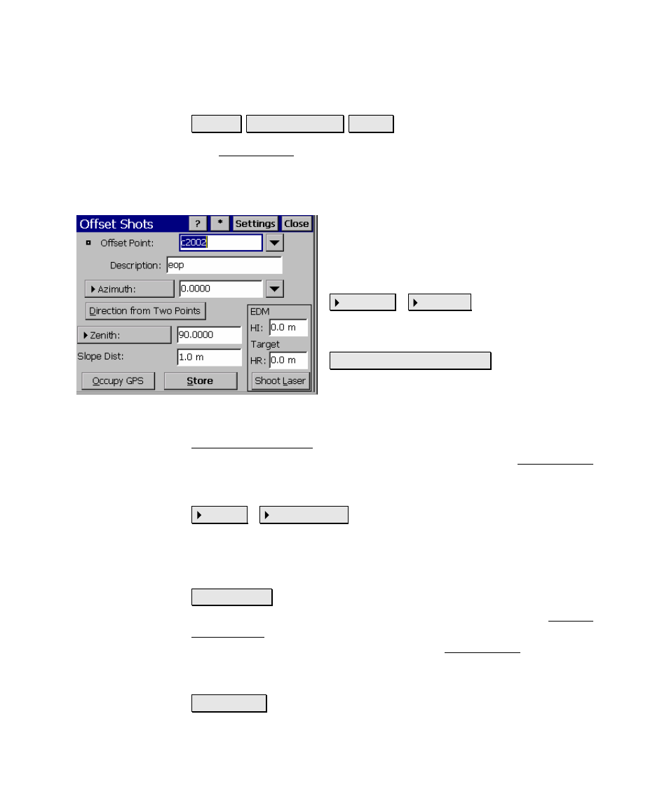 Offset shots | Spectra Precision Survey Pro v4.5 Ranger Reference Manual User Manual | Page 201 / 475