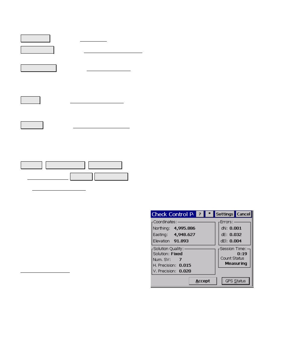 Check control point screen | Spectra Precision Survey Pro v4.5 Ranger Reference Manual User Manual | Page 204 / 475