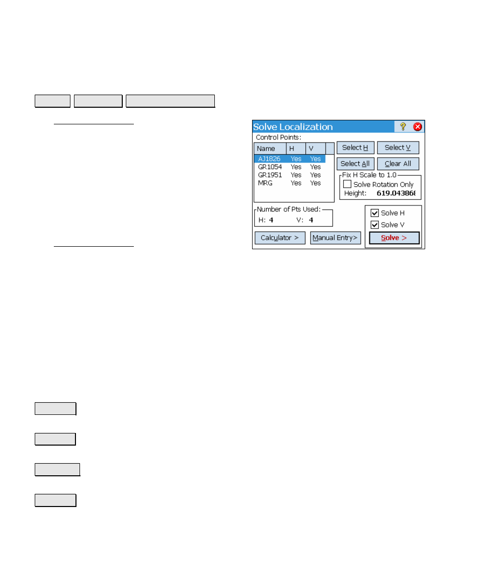 Solve localization, Solve localization – control points | Spectra Precision Survey Pro v4.5 Ranger Reference Manual User Manual | Page 218 / 475