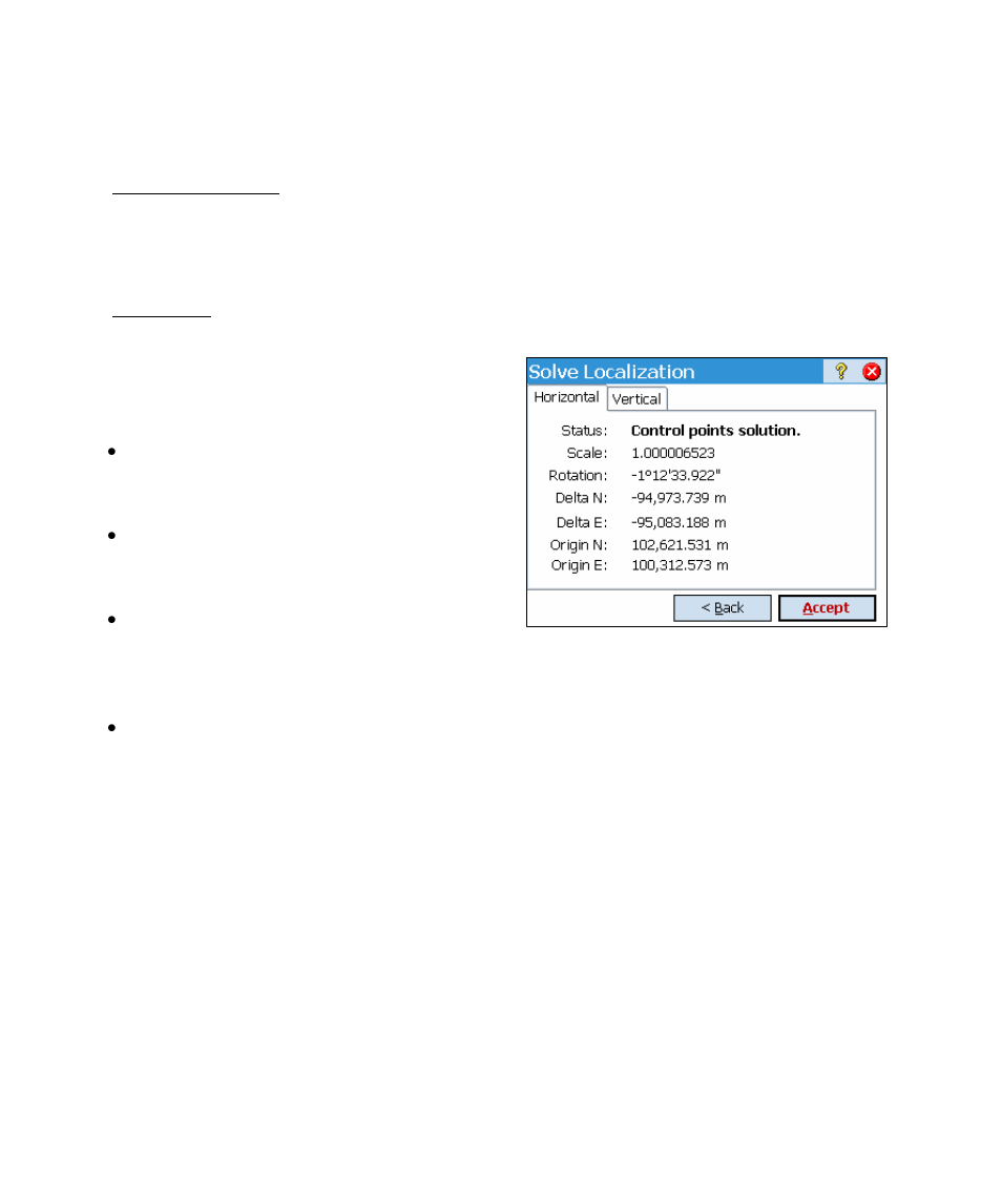 Solve localization – results, Horizontal card | Spectra Precision Survey Pro v4.5 Ranger Reference Manual User Manual | Page 224 / 475