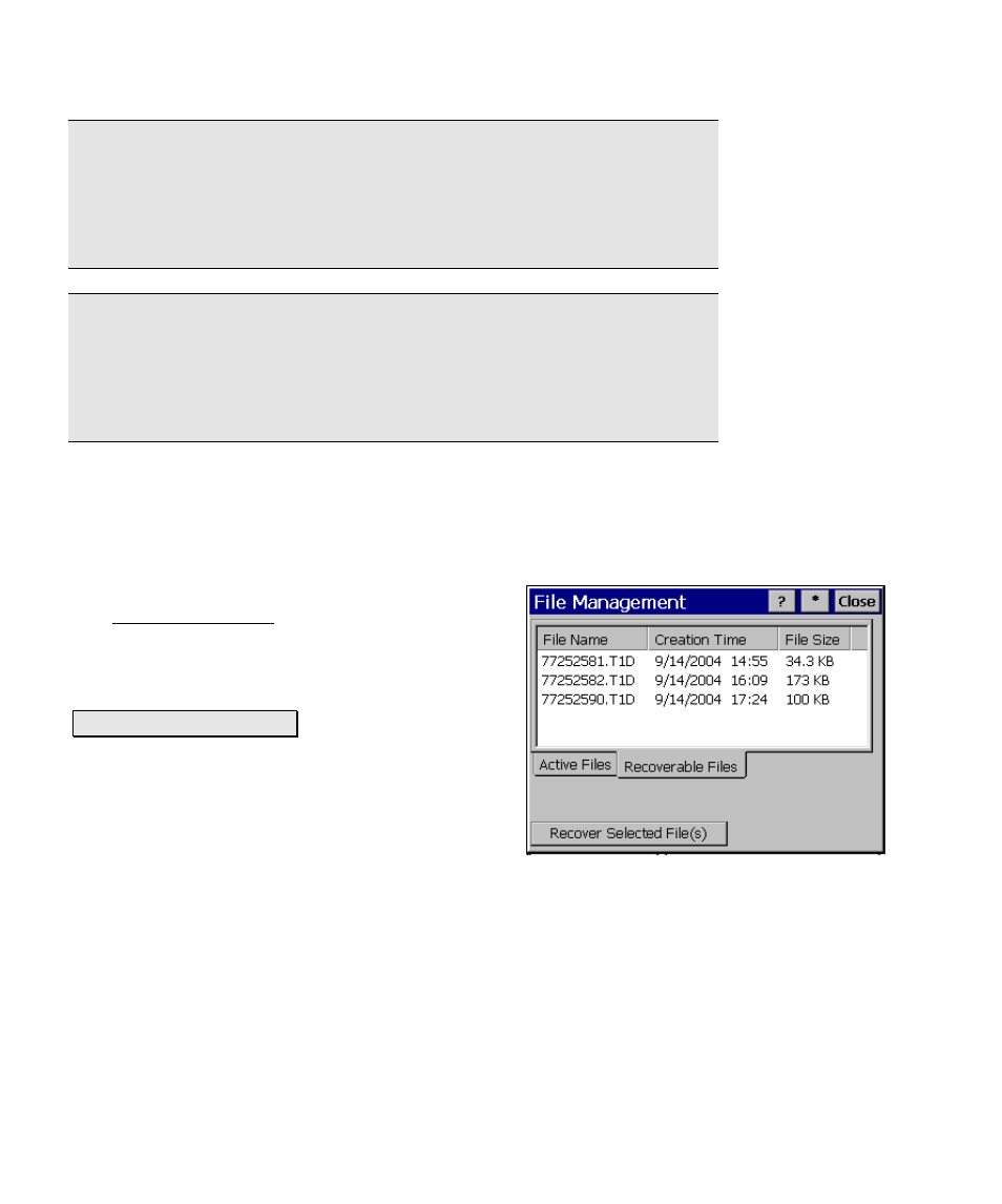 Recoverable files | Spectra Precision Survey Pro v4.5 Ranger Reference Manual User Manual | Page 252 / 475