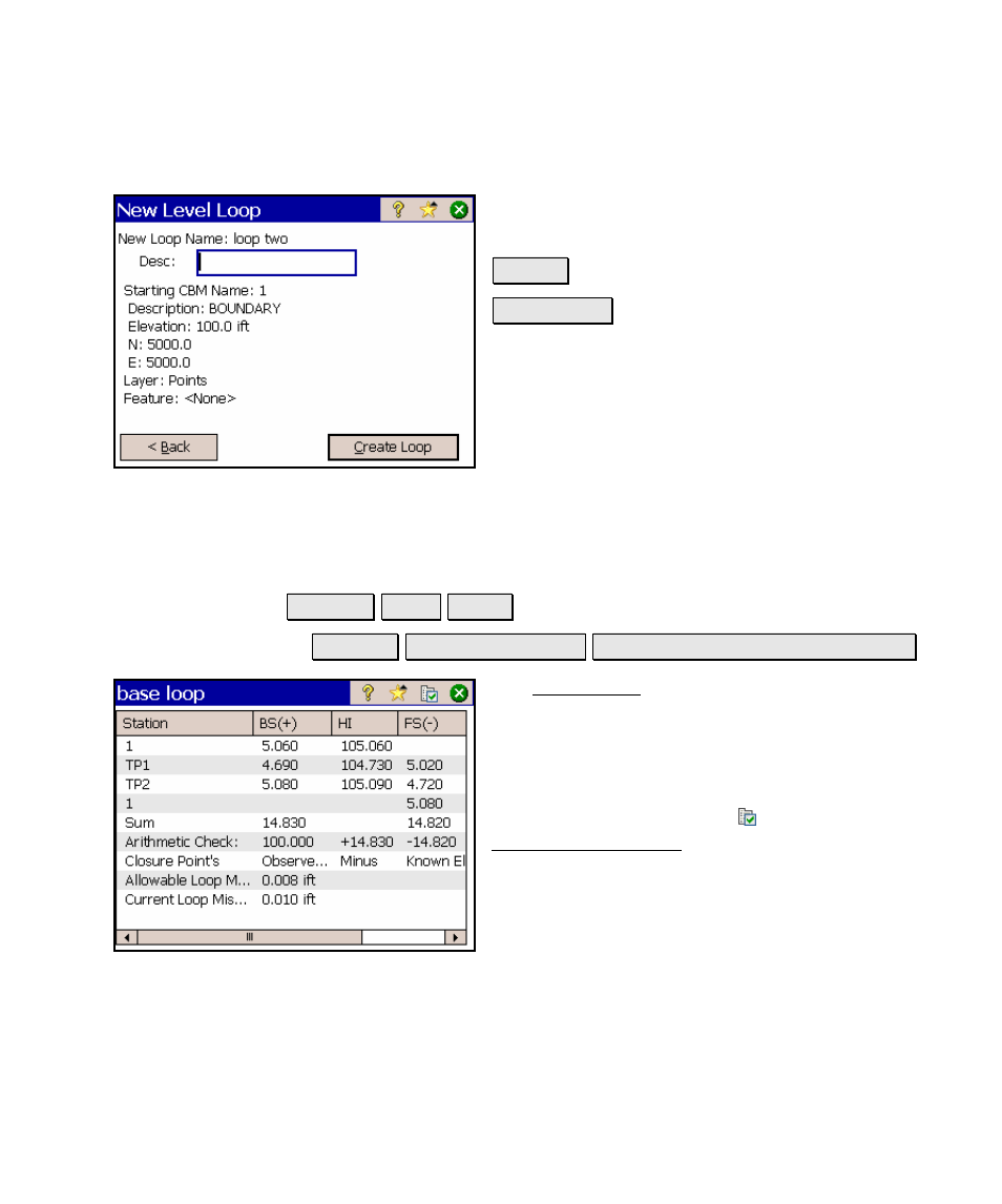 New level loop – screen two, Level notes | Spectra Precision Survey Pro v4.5 Ranger Reference Manual User Manual | Page 267 / 475