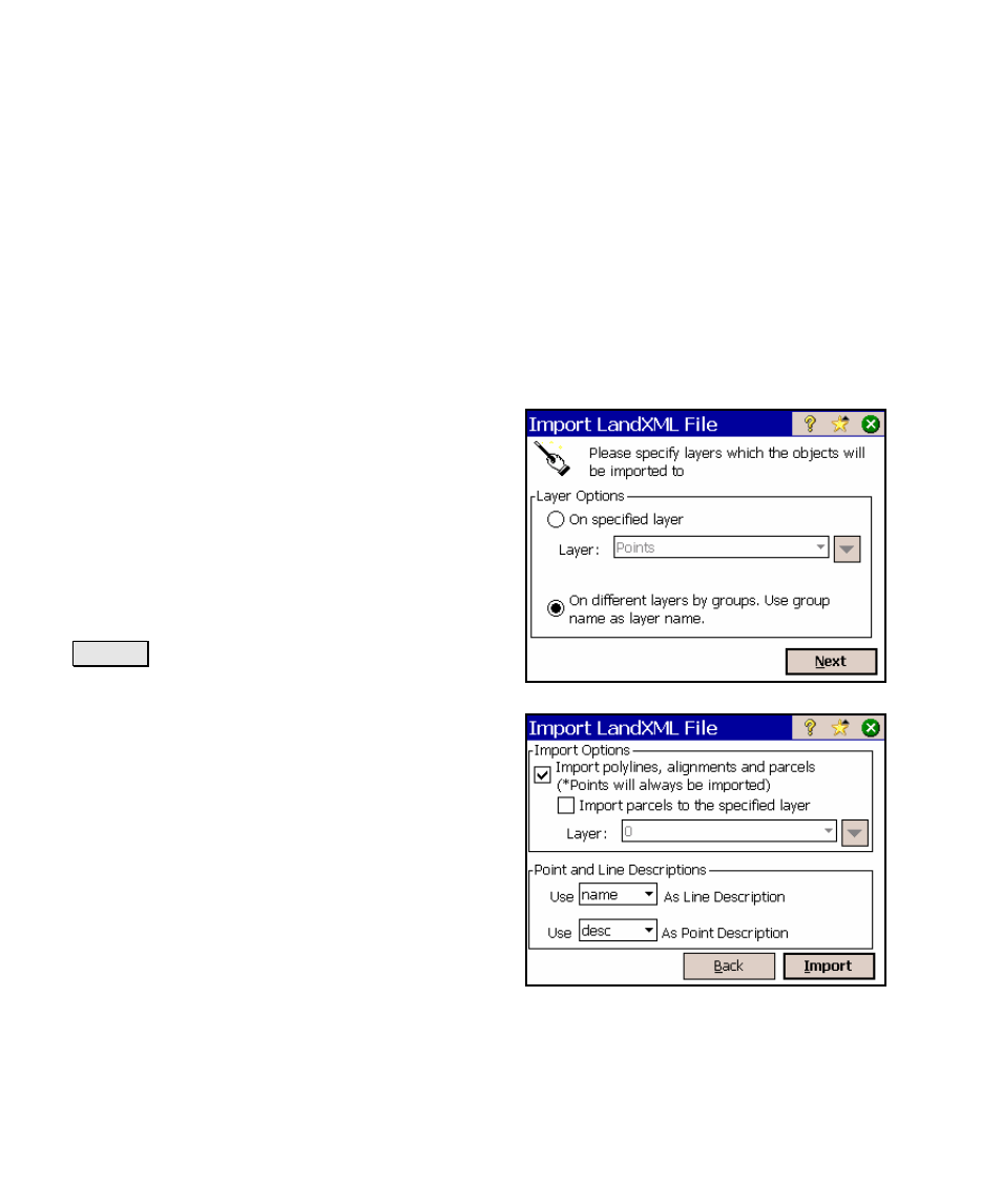 Import landxml coordinates | Spectra Precision Survey Pro v4.5 Ranger Reference Manual User Manual | Page 28 / 475