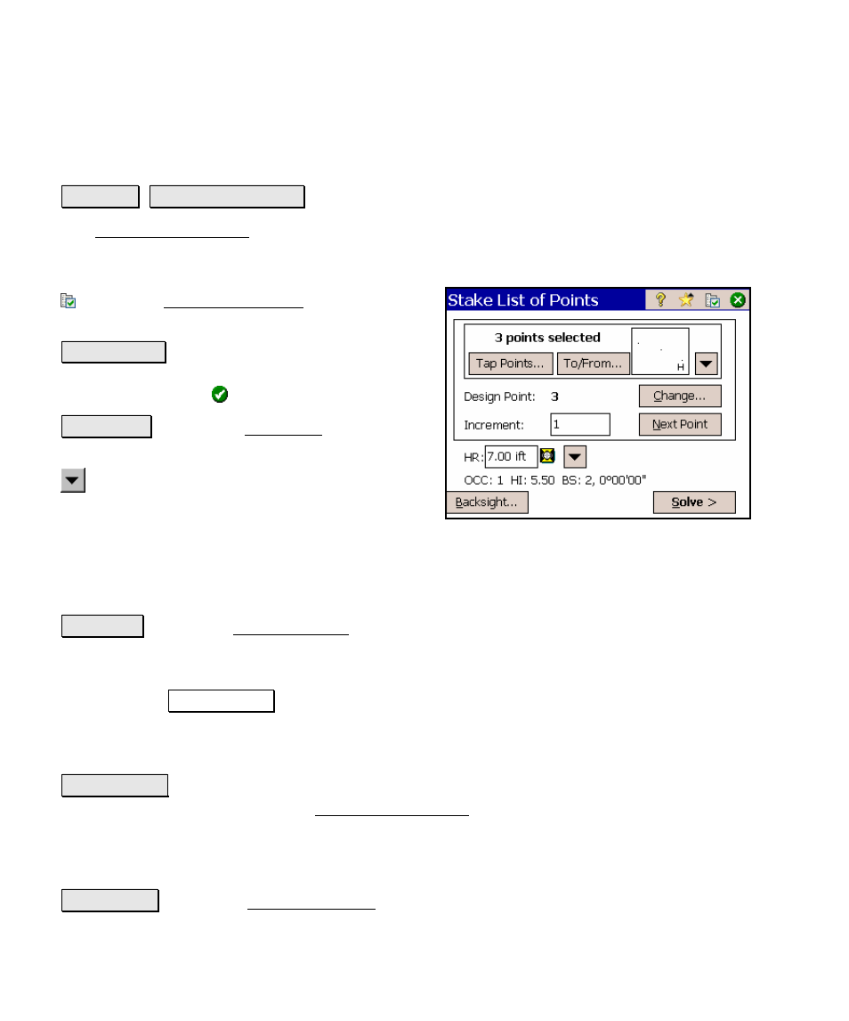 Stake list of points screen, Data collection | Spectra Precision Survey Pro v4.5 Ranger Reference Manual User Manual | Page 288 / 475