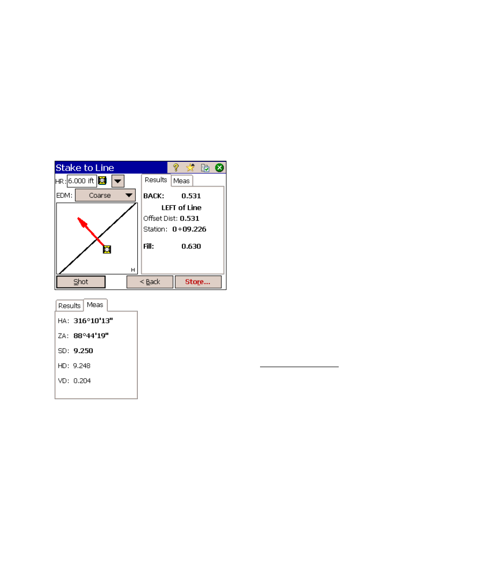 Stake to line – screen two | Spectra Precision Survey Pro v4.5 Ranger Reference Manual User Manual | Page 291 / 475