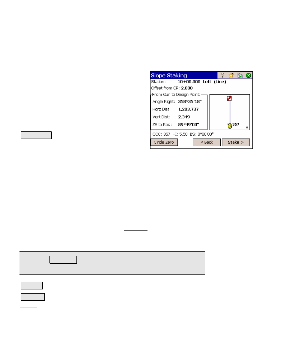 Slope staking offset stake | Spectra Precision Survey Pro v4.5 Ranger Reference Manual User Manual | Page 306 / 475