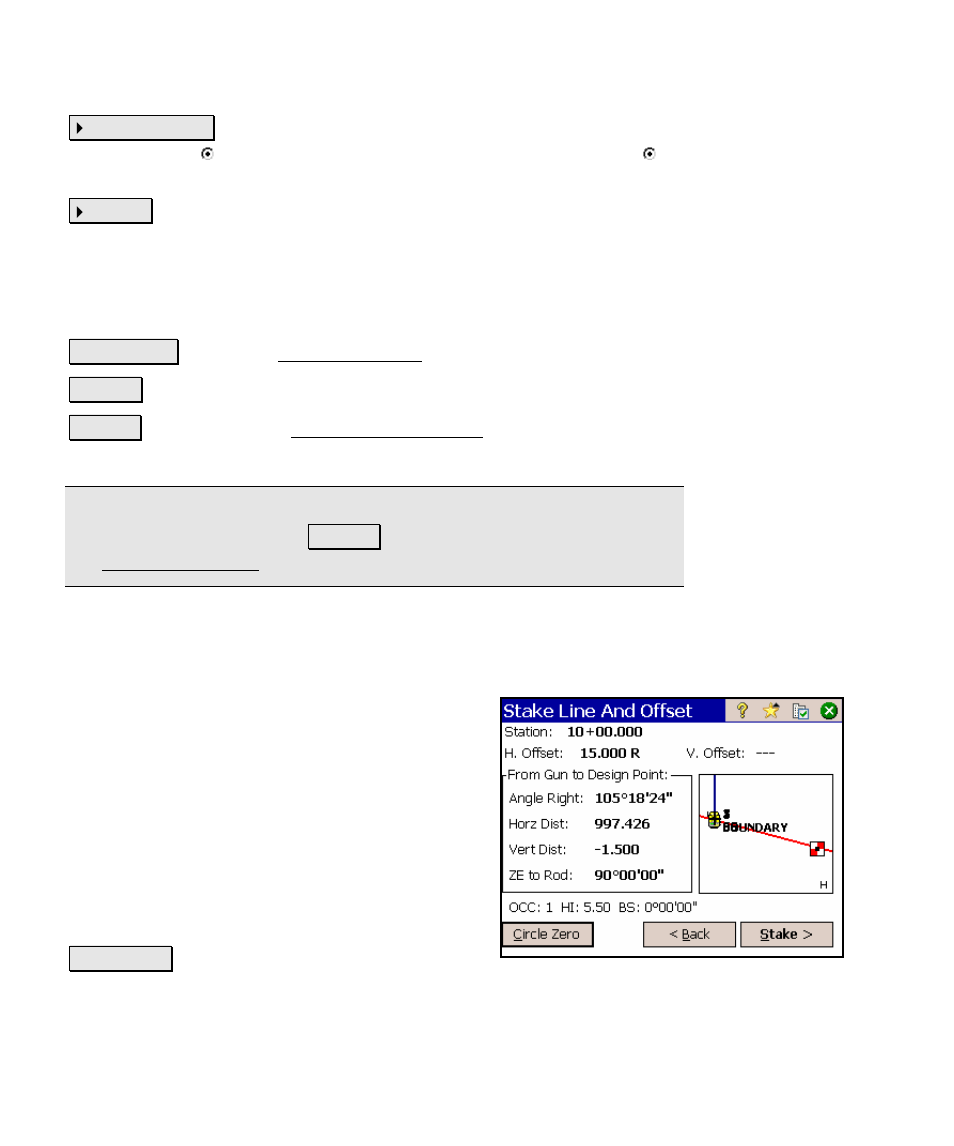 Stake line and offset – screen three | Spectra Precision Survey Pro v4.5 Ranger Reference Manual User Manual | Page 312 / 475