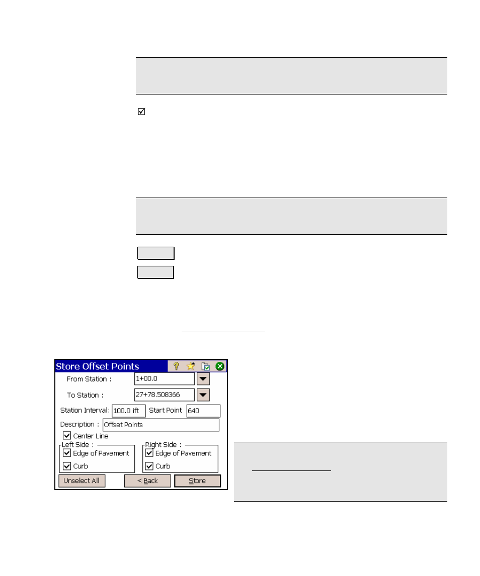 Store offset points – screen three | Spectra Precision Survey Pro v4.5 Ranger Reference Manual User Manual | Page 325 / 475