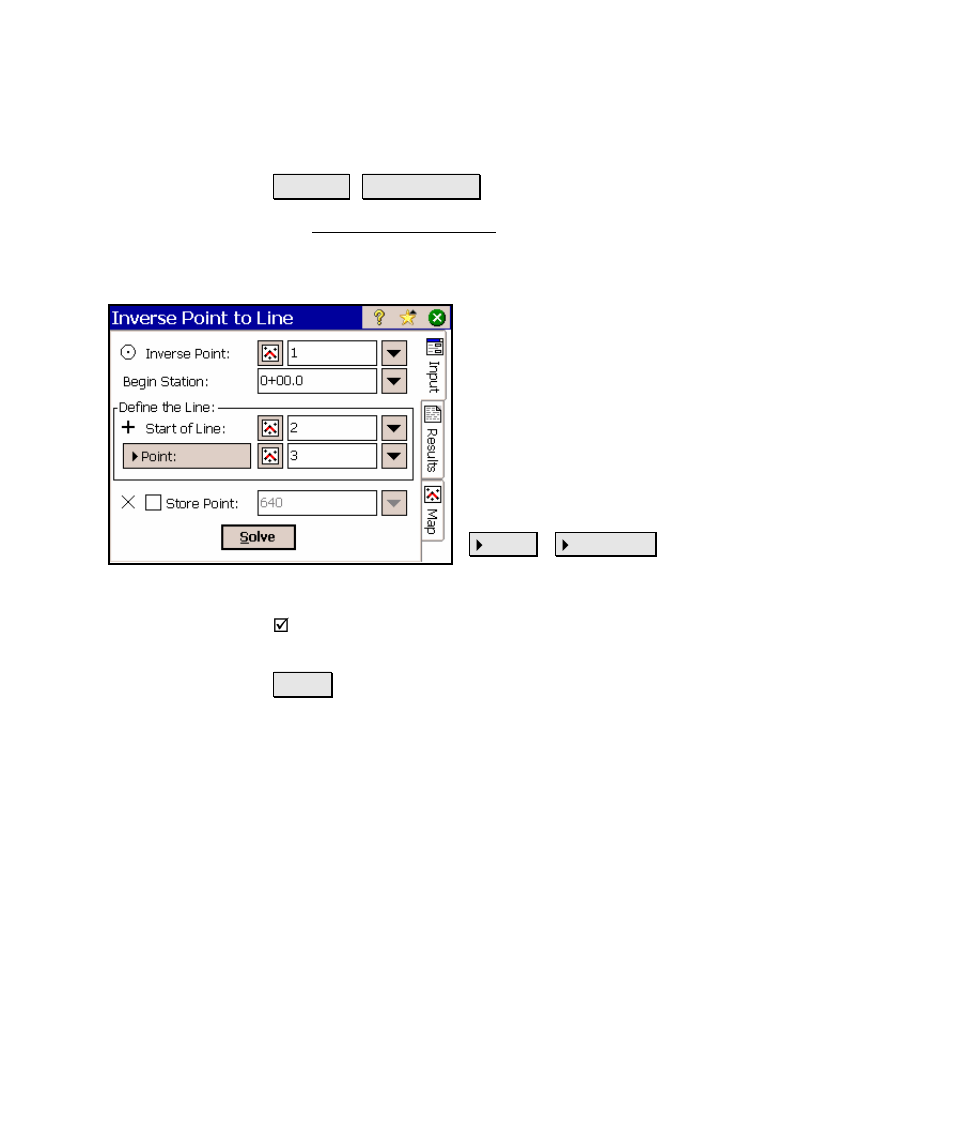 Inverse point to line, Results | Spectra Precision Survey Pro v4.5 Ranger Reference Manual User Manual | Page 359 / 475