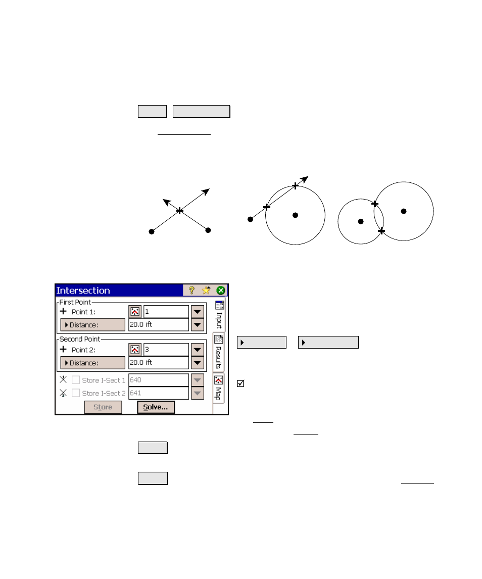 Intersection, Spiral and offset | Spectra Precision Survey Pro v4.5 Ranger Reference Manual User Manual | Page 367 / 475