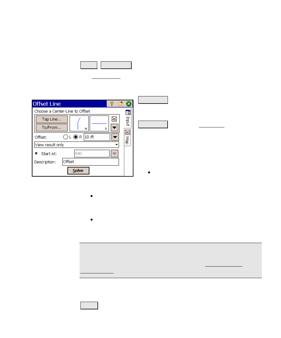 Offset line, Show station and offset | Spectra Precision Survey Pro v4.5 Ranger Reference Manual User Manual | Page 369 / 475